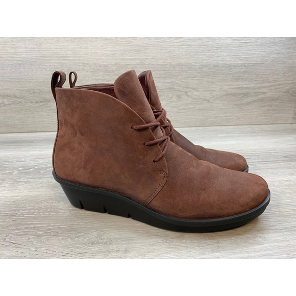Ecco Other - ECCO Women's Boots Hydromax Brown Nubuck Leather Wedge Lace Up Ankle 9-9.5